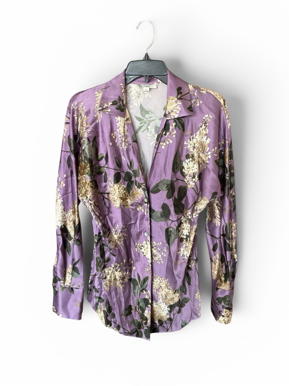 Vince Lilac Bias Long Sleeve 100% Silk Women’s Top Medium